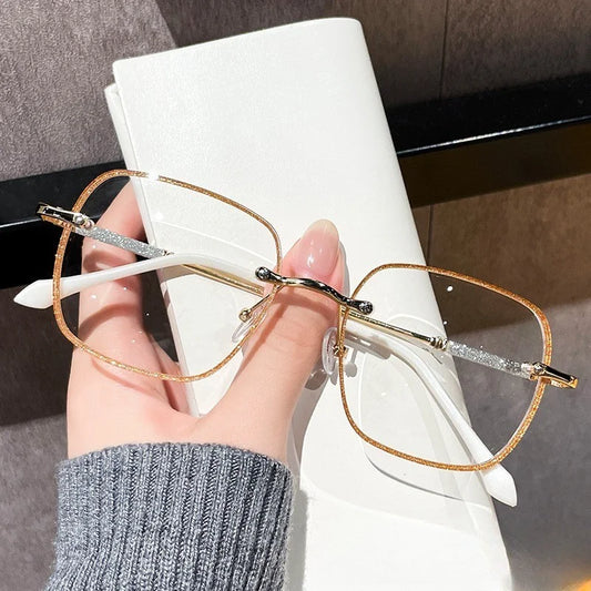Anti-blue Light Glasses Women Shiny Anti Radiation Glasses Retro Rimless Frame