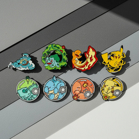8 Pcs Anime The Pokemon Cartoon Brooch Christmas Character Enamel Pin Backpack Clothing Jewelry Metal Badge Accessories Gift