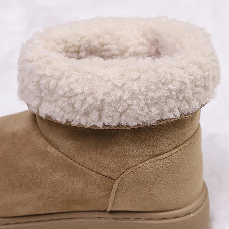 Faux Suede Winter Snow Boots Women Plus Size 42 Warm Fleece Lining Ankle Boots Woman Thick Sole Non Slip Cotton Padded Shoes