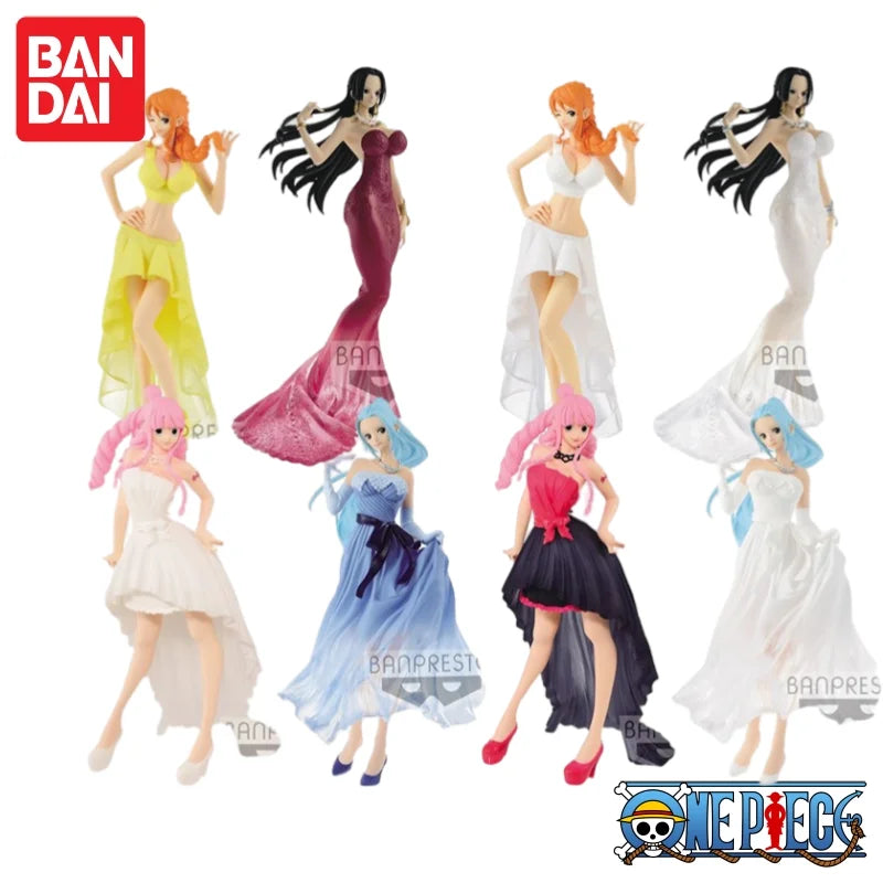 Special OfferIn Stock Bandai Original One Piece Boa Hancock Perona Weiwei Nami Wedding Dress Mol Doll Action Collection StatueFi