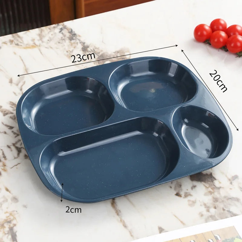 1pc 4 Grids Plastic Individual Plate,Reusable Healthy Diet And Weight Loss Divider Plate Ideal,for Home Camping Dorms Cafeterias