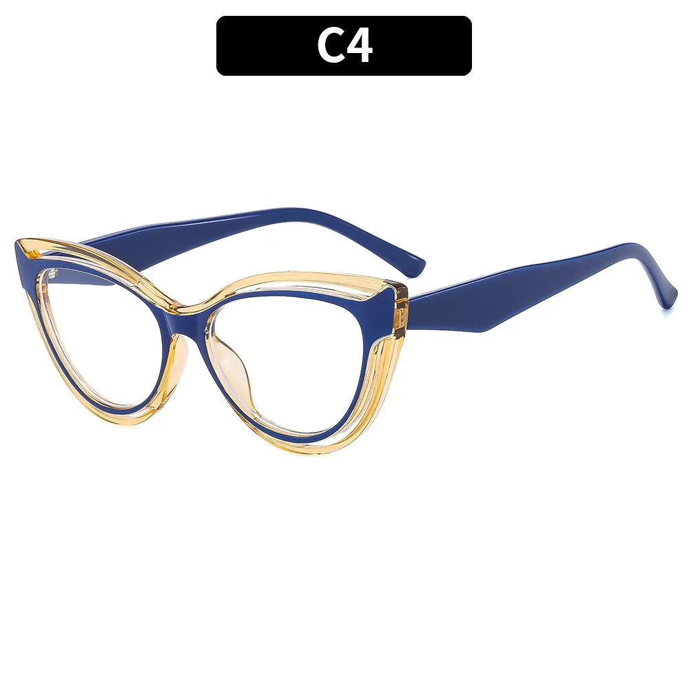 JNPCXI New Fashion TR90 Cat Eye Women Anti Blue Light Glasses Frame Retro Men Optical Luxury Eyewear