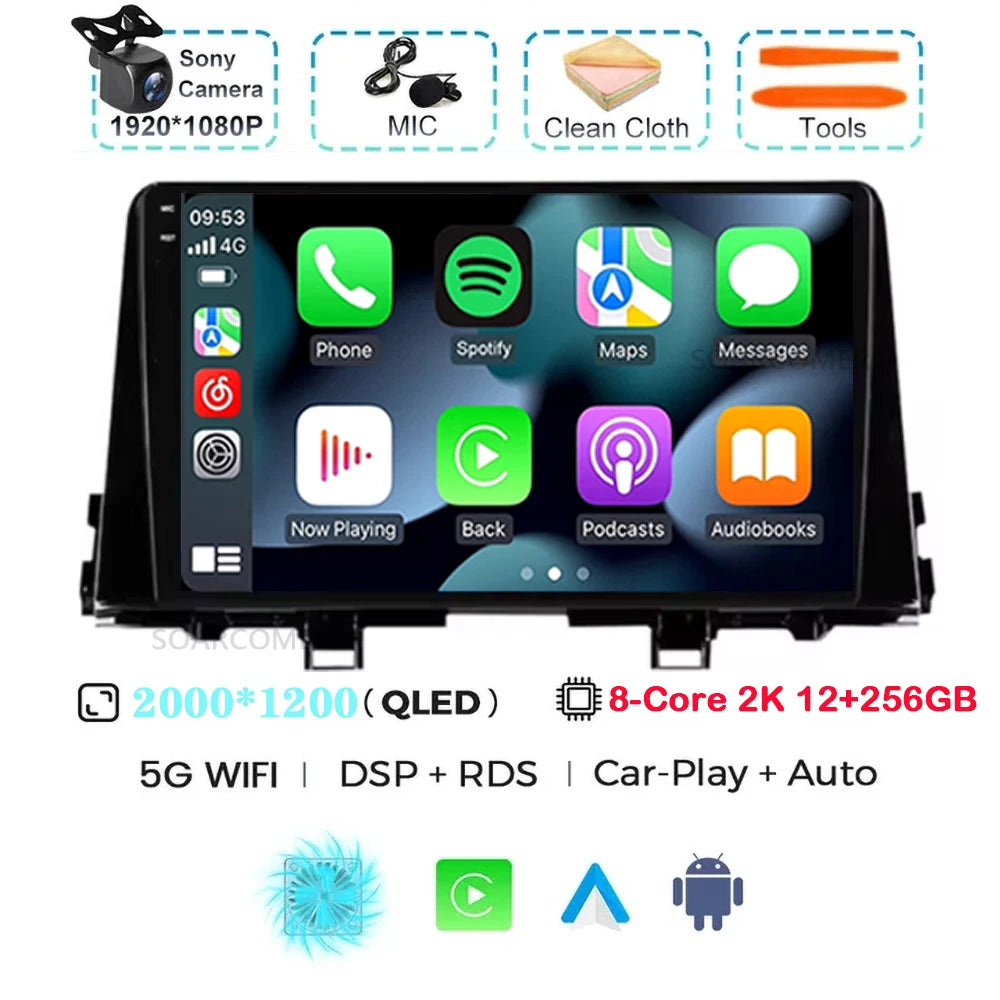 Android 15 For Kia Morning 3 Picanto 2015-2020 2K QLED Android Car Radio Multimedia Video Player GPS Stereo 4G CarPlay Head Unit