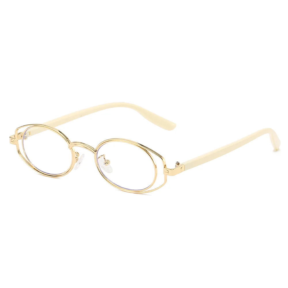 JNPCXI New Vintage Double-circle Oval Glasses Frame Men Optical Prescription Eyeglasses Women Luxury Eyewear