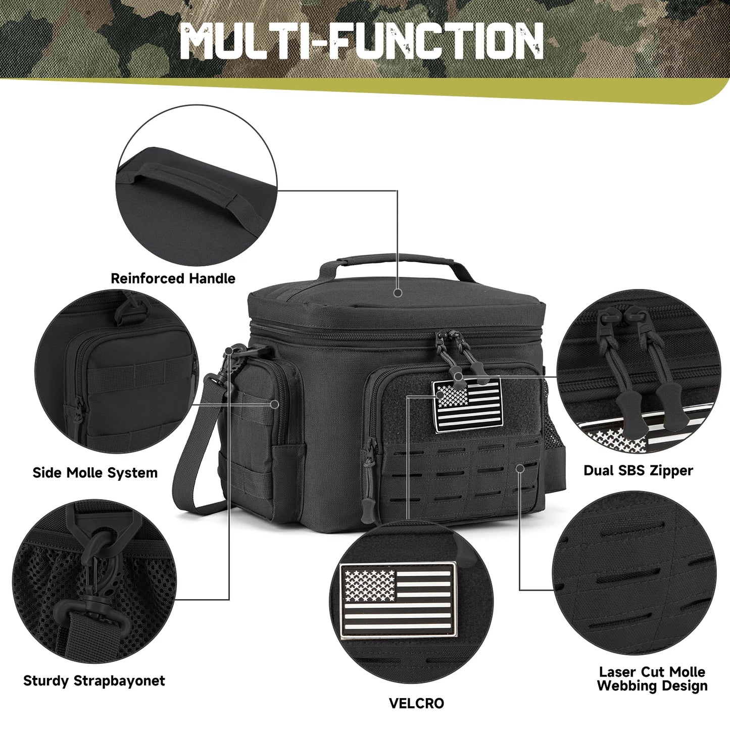 Outdoor Tactical Thermal Cooler Bag Lunch Box Heavy Duty Leakproof Insulated