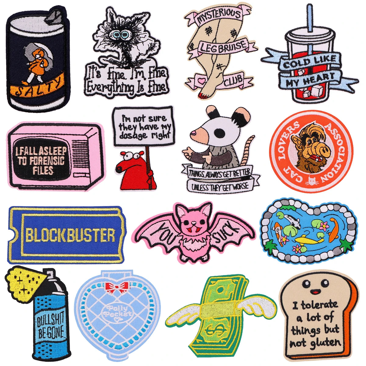 Funny Quotes Embroidered Patches for Clothing Koi Patches on Clothes Stickers Iron on Patches Animal Stripes Diy Appliques