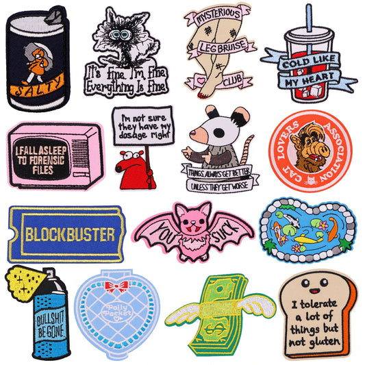 Funny Quotes Embroidered Patches for Clothing Koi Patches on Clothes Stickers Iron on Patches Animal Stripes Diy Appliques