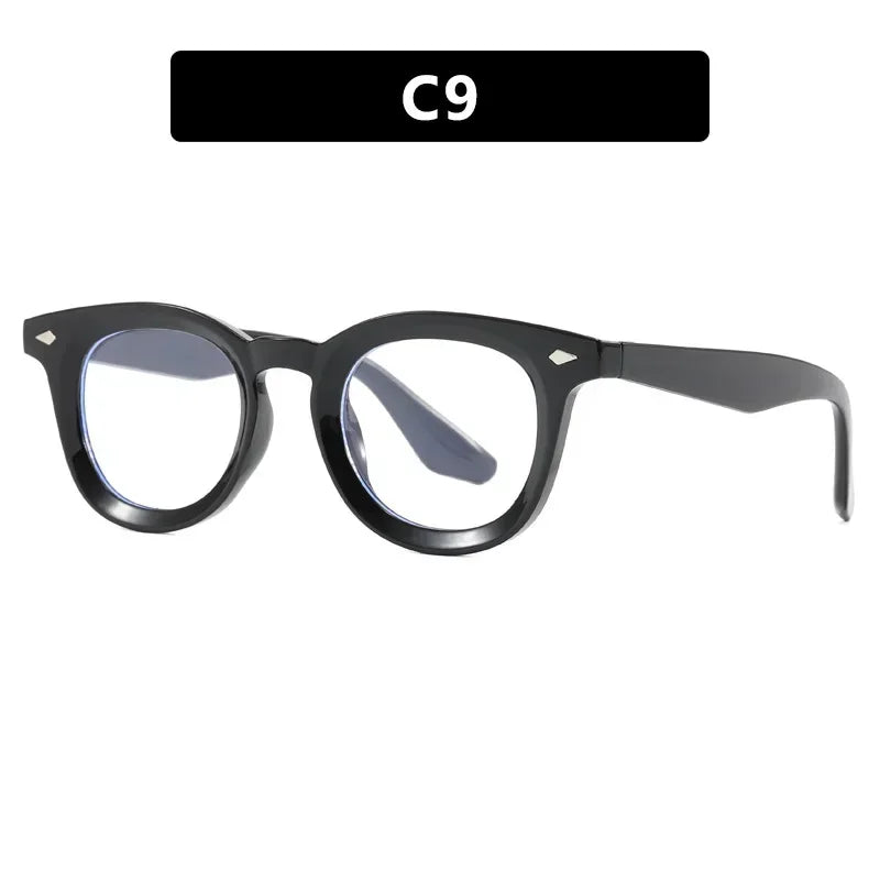 JNPCXI Retro Round Men Sunglasses Fashion Clear Ocean Lens Shades UV400 Women Trending Rivets Sun Glasses