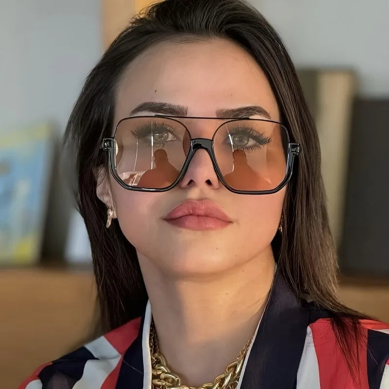 Women's Vintage Rectangular Fashion Glasses Stylish PC Frame with Metal Hinges Casual Streetwear Accessory