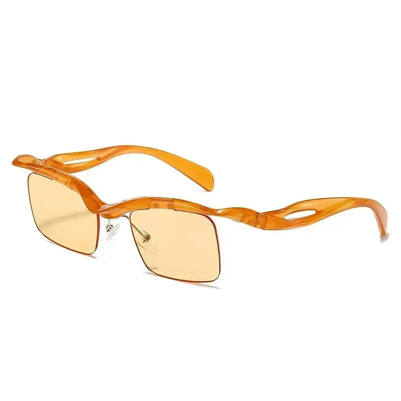 JNPCXI Retro Unique Rimless Square Sunglasses Fashion Ocean Lens Shades Brand Designer Men Punk Mirror Sun Glasses