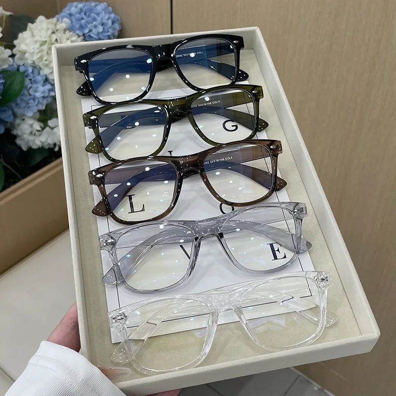 JNPCXI Vintage Real Photo Square Glasses Frame Women Fashion Clear Anti-Blu-Ray Lens Eyewear Men Optical Frame