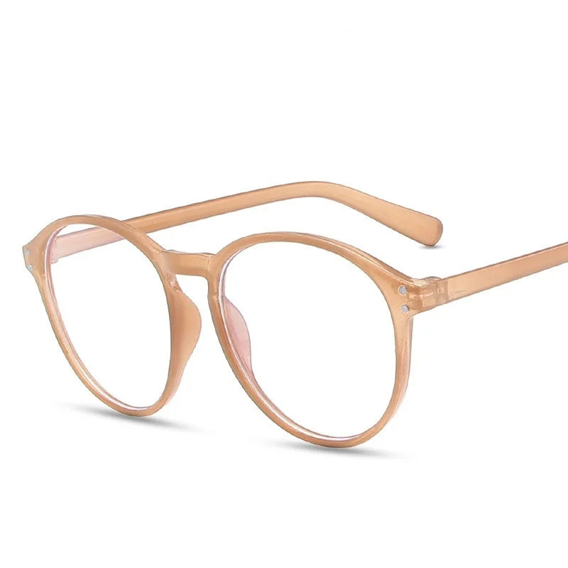 Men's and Women's Retro Rivet Lightweight Round Frame Anti Blue Light Glasses Suitable for Casual Wear
