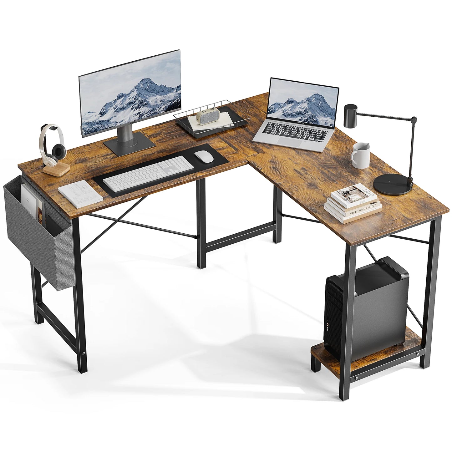 JHK Gaming Corner 50" Office Writing PC Wooden Table with CPU Storage Shelf