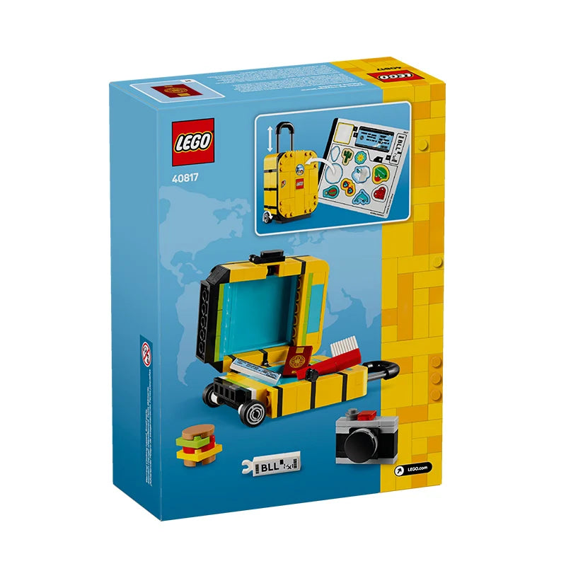 Lego building blocks yellow travel bags building block models stickers suitcases