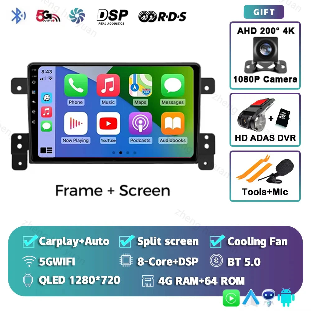 Android 15 CarPlay Auto For Suzuki Grand Vitara 3 2005-2014+ Car Radio Multimedia navigation video DVD Autoradio Stereo 2din 4G+