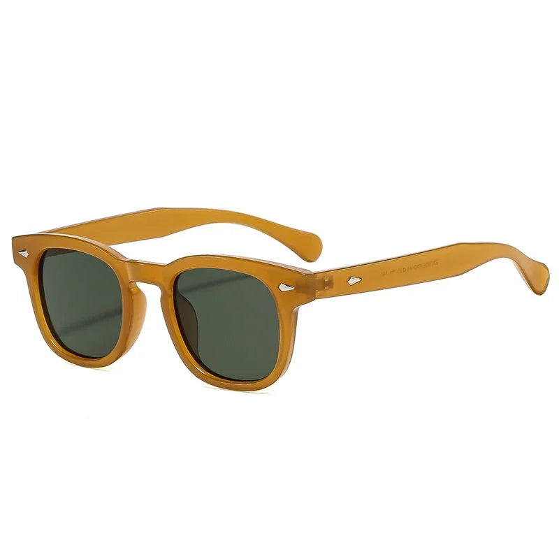 JNPCXI New Fashion Women Sunglasses Square Rivets Retro Orange Black Shades UV400 Clear Lens Frame