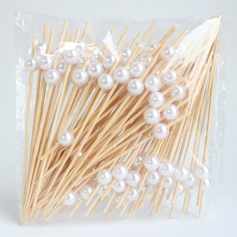 100pcs Cocktail Picks, 4.7 Inch Toothpicks For Drinks, Desserts, Party Fancy Toothpicks Faux Pearl Mini Food Picks Decorative