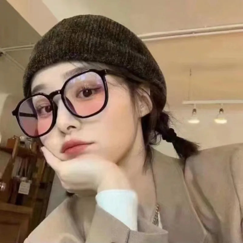 New Blush Glasses Compatible with Myopia Women's Flat Glasses No Makeup Artifact Glasses with Blush Friendly to No Makeup