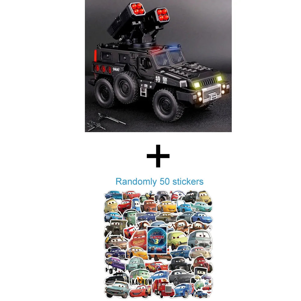 1:50 Alloy Military Armored Vehicles Diecast Model Miniature Toy Light Music Pull Back Doors Opened Car Models for Boy Xmas Gift
