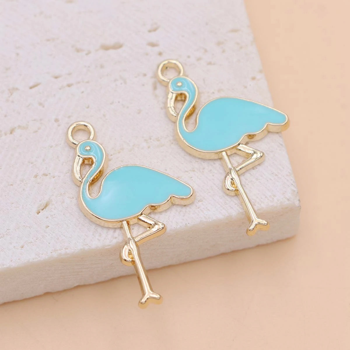 10Pcs Gold Plated Enamel Flamingo Charms Pendant for Jewelry Making Earrings Bracelet Necklace Accessories DIY Findings