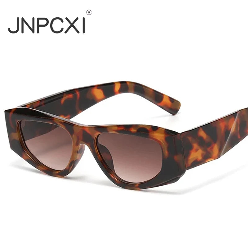 JNPCXI New Irregular Square Women Sunglasses Leopard Gradient Shades UV400 Men Brand Designer Trending Punk Sun Glasses