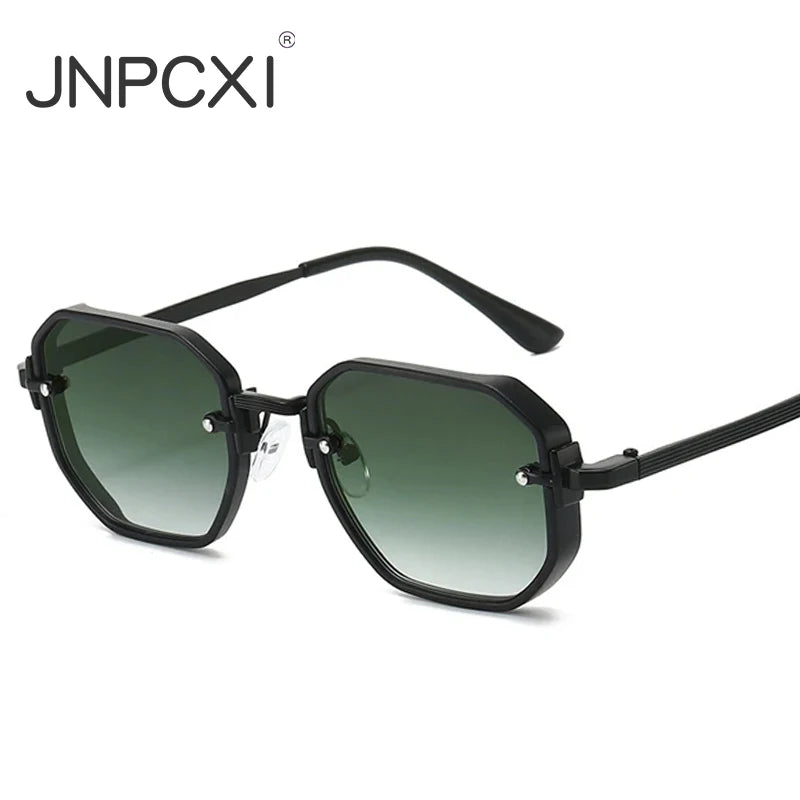 JNPCXI New Fashion Square Sunglasses Men Punk Shades UV400 Retro Metal Trending Gradient Women Sun Glasses