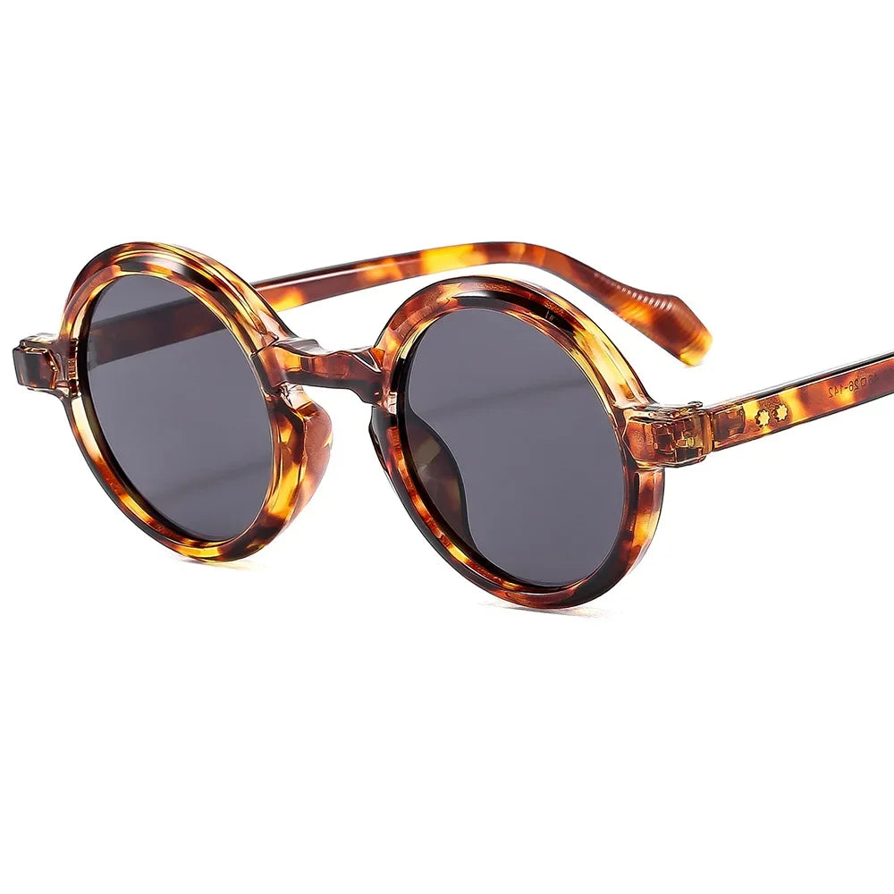 JNPCXI Retro Round Punk Women Sunglasses Fashion Double Color Gradient Purple Shades Men Rivets Sun Glasses UV400