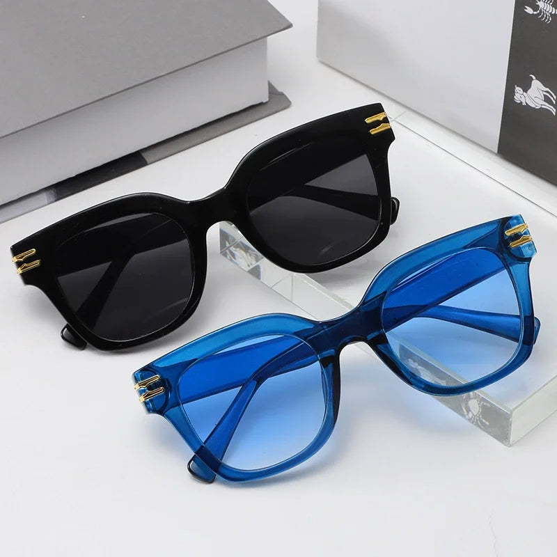 JNPCXI Ins Popular Fashion Square Women Sunglasses Retro Rivets Men Trending Sun Glasses Gradient Shades UV400