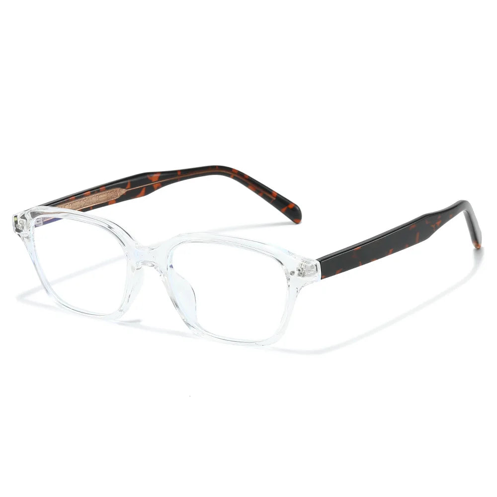 JNPCXI Quality TR90 Glasses Frame Stainless Steel Core Optical Eyeglasses With Anti Blue LIght Rectangle Acetate Leg