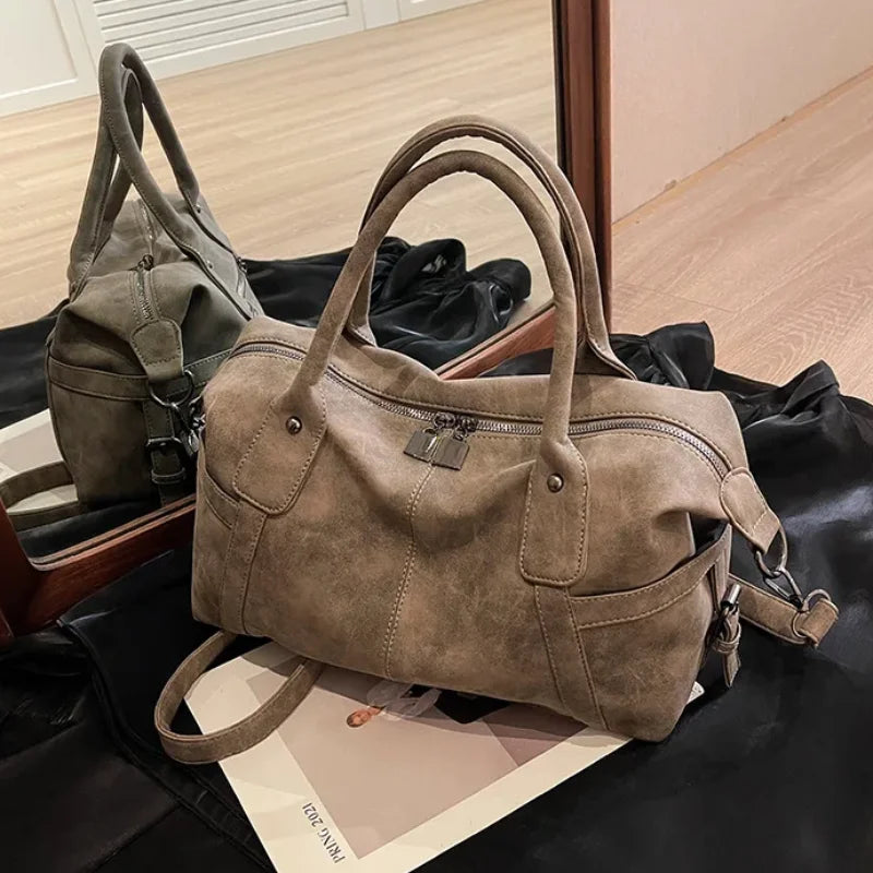 Retro Design PU Leather Shoulder Bags for Women 2026 Korean Fashion High Capacity Armpit Bag Female Crossbody Bag Tote Handbags