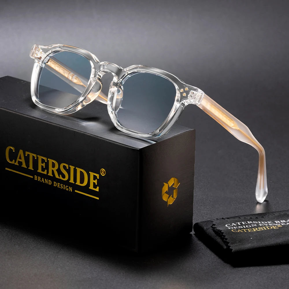 CATERSIDE New Square Men's Sunglasses Personalized Temple Tips Design Sun Glasses Women's Travel Party Eyewear Festival Gift