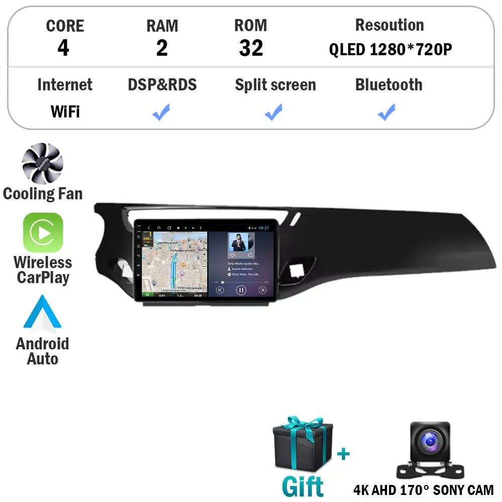 For Citroen C3 DS3 2010 - 2016 Car Radio Carplay GPS Navigation Android 15 Auto BT 5G Wifi Multimedia Player Video No 2din DVD
