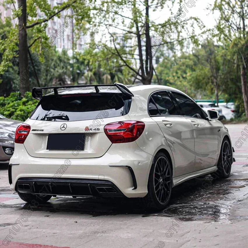 For Mercedes Benz W176 A200 A250 A45 AMG 2013-2018 Hatchback Gloss Black Rear Bumper Lip Spoiler Side Canards Splitter Body Kit