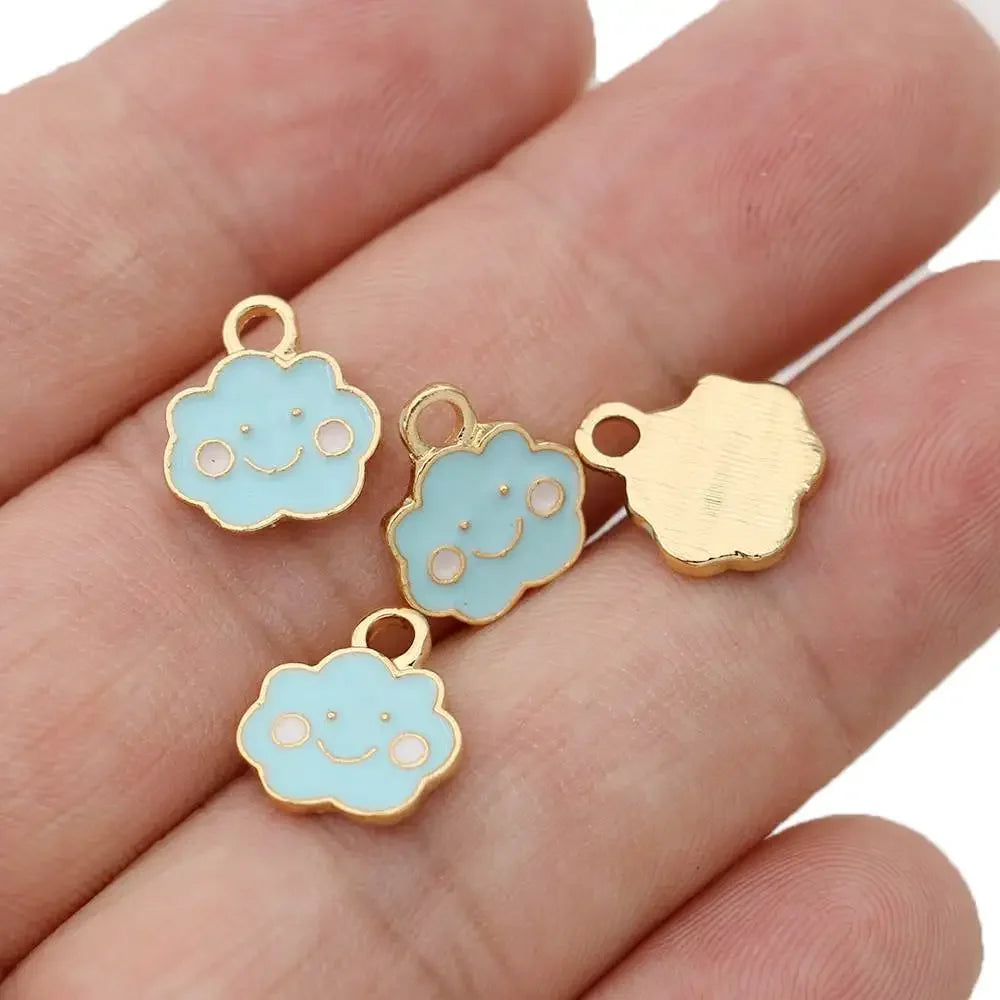 10Pcs Gold Plated Enamel Cloud Charms Pendant for Jewelry Making Earrings Bracelet Necklace Accessories DIY Craft 13x11mm
