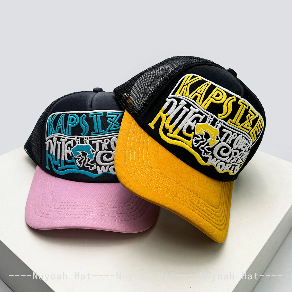 New Unisex American Style Color Block Printed Letters Baseball Hats Breathable Personal Sunshade Hip Hop Trucker Caps Versatile