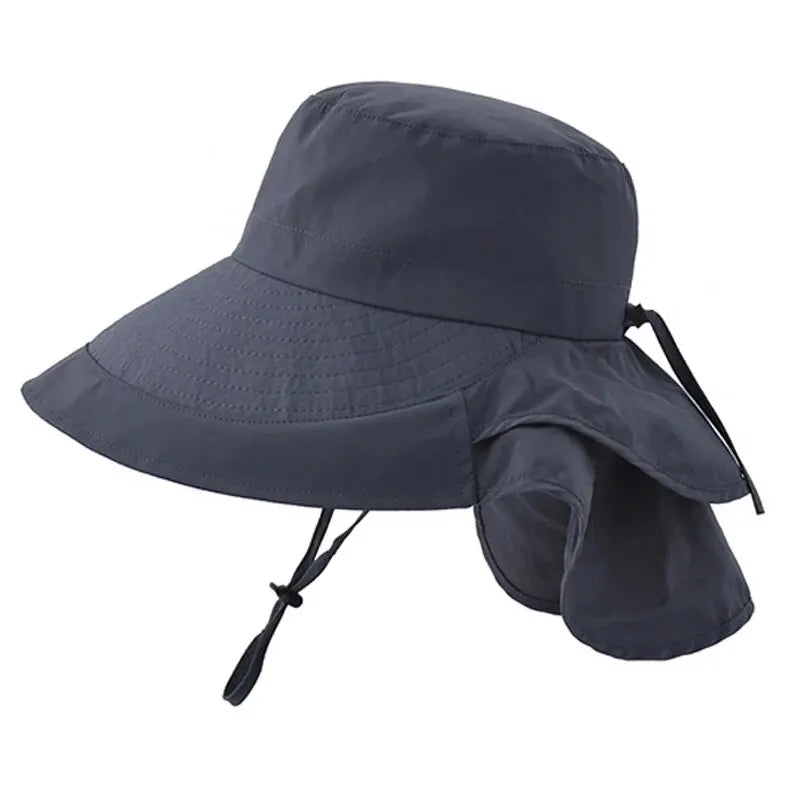 Xinbaoguan 100% Polyester 8062 Summer Outdoor Sunshade Hat, Horsetail Hole Folding Face Shading, WOMEN'S Fisherman Hat