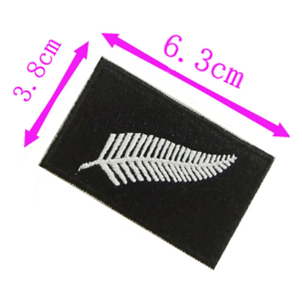 1pc NZ Silver Fern Country Flag Embroidery Patch 6.3cm Wide Iron On Sew On Backing/Hand Craft/Applique/Hot Cut