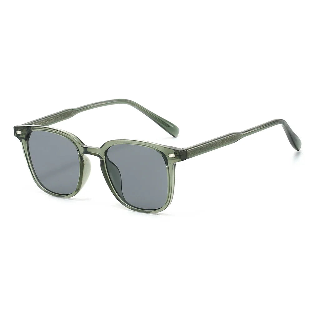 JNPCXI New TR90 Ins Popular Fashion Rectangle Sunglasses Women Retro Green Shades UV400 Men Trending Square Sun Glasses