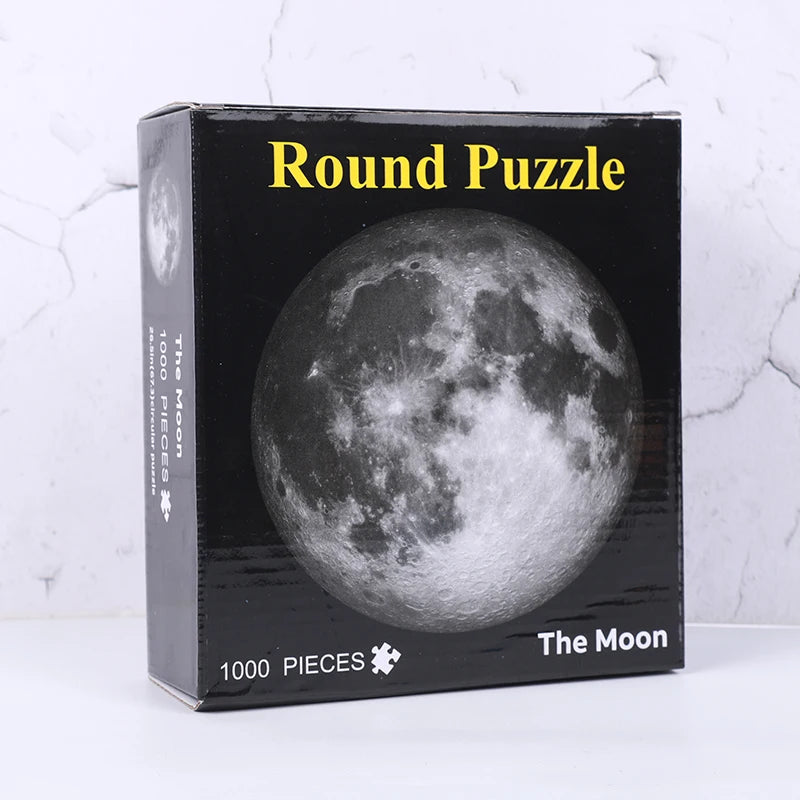 Adult Round Puzzle 1000 Pieces Moon Challenge Games Learning Educational Puzzle Moon Puzzle Space Flat Puzzle Difficult  Toys