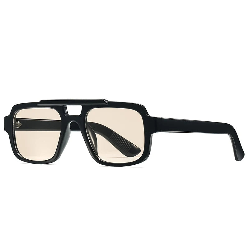 JNPCXI Fashion Double Bridges Square Men Sunglasses Fashion Gray Blue Shades UV400 Women Outdoor Punk Sun Glasses