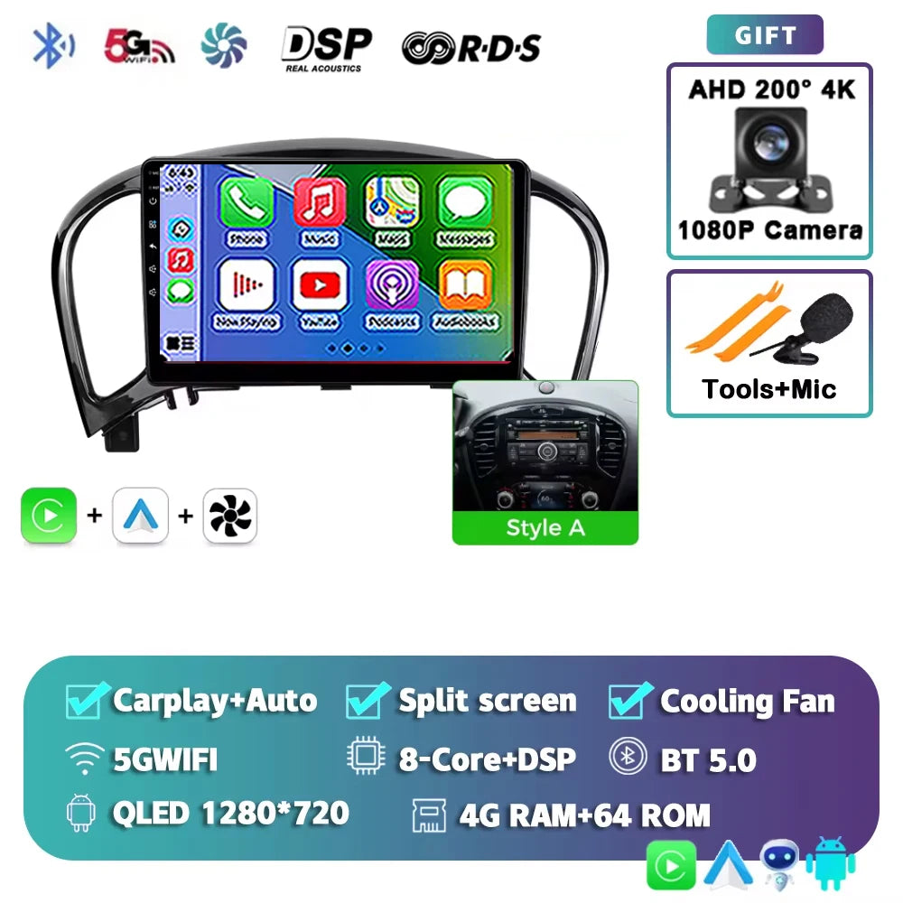 Android 15 Car radio For Nissan Juke 2010 2011 2012 2013 2014 Wireless Android Auto Carplay Car Multimedia Player WIFI 4G DSP 2