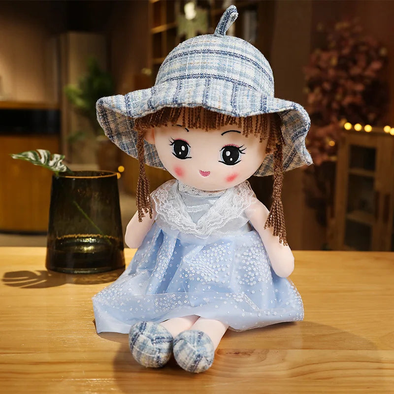 Cute Plush Girls Doll with Clothes Kid Girls Toys Stuffed Soft Cartoon Plush Toys Gift for Children Birthday Christmas present