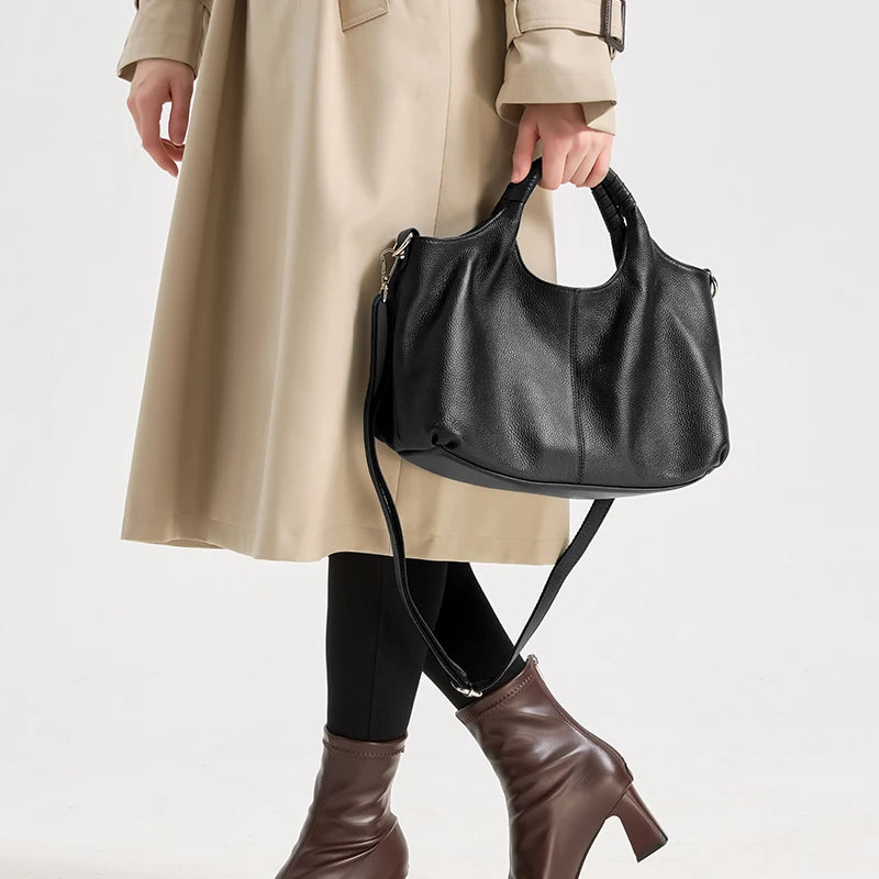 Women's Genuine Leather Handbag Large Capactiy Crossbody Shoulder Bag Female luxury designers waxed cowhide leather tote bag
