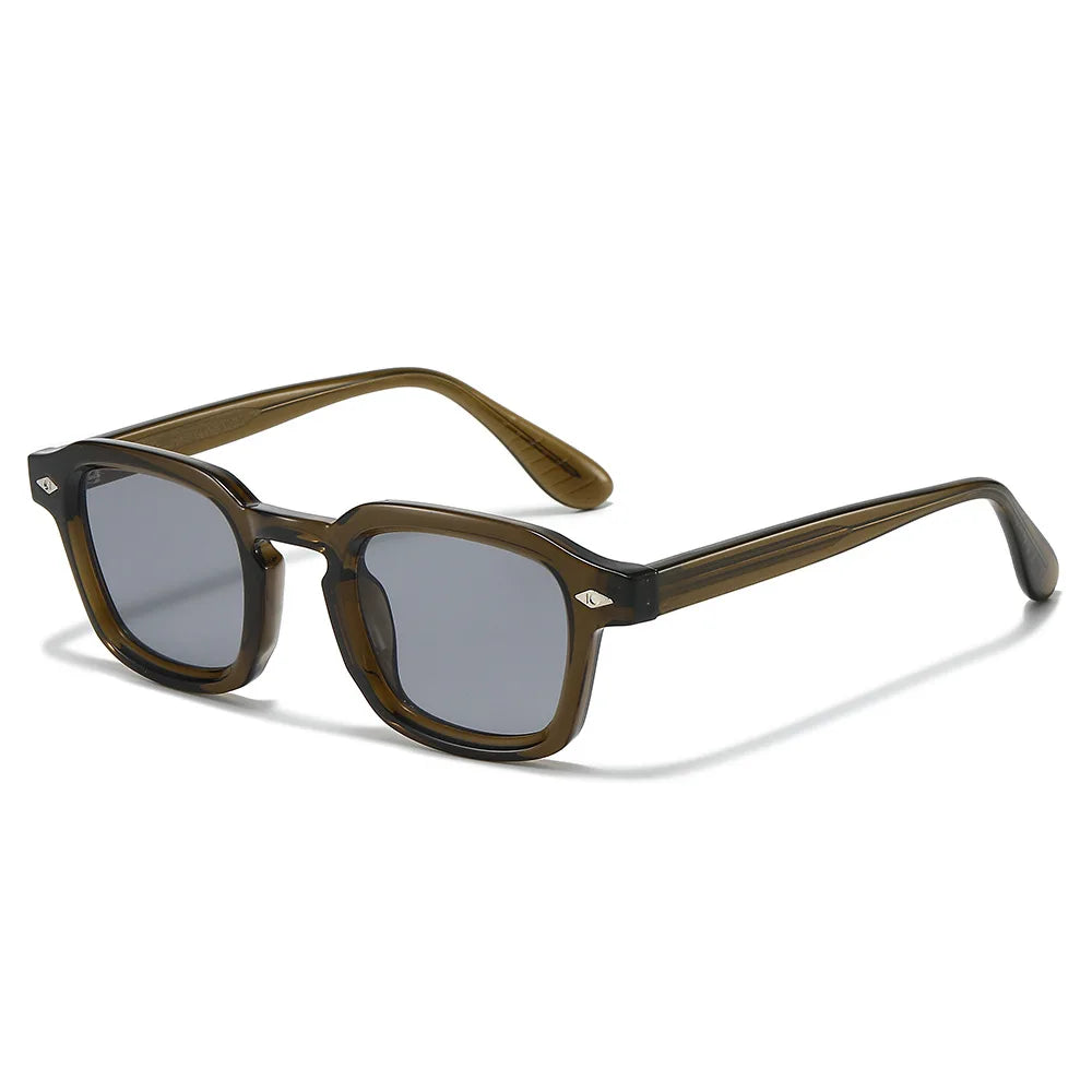 JNPCXI New TR90 Square Candy Color Women Sunglasses Retro Rivets Men Trending Tea Sun Glasses Shades UV400