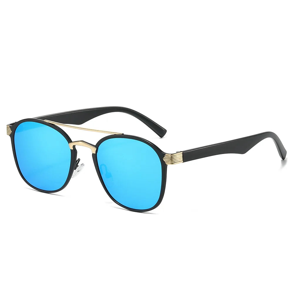 JNPCXI New Fashion Double Bridges Square Men Luxury Sunglasses Retro Women Blue Gradient Mirror Shades Sun Glasses UV400