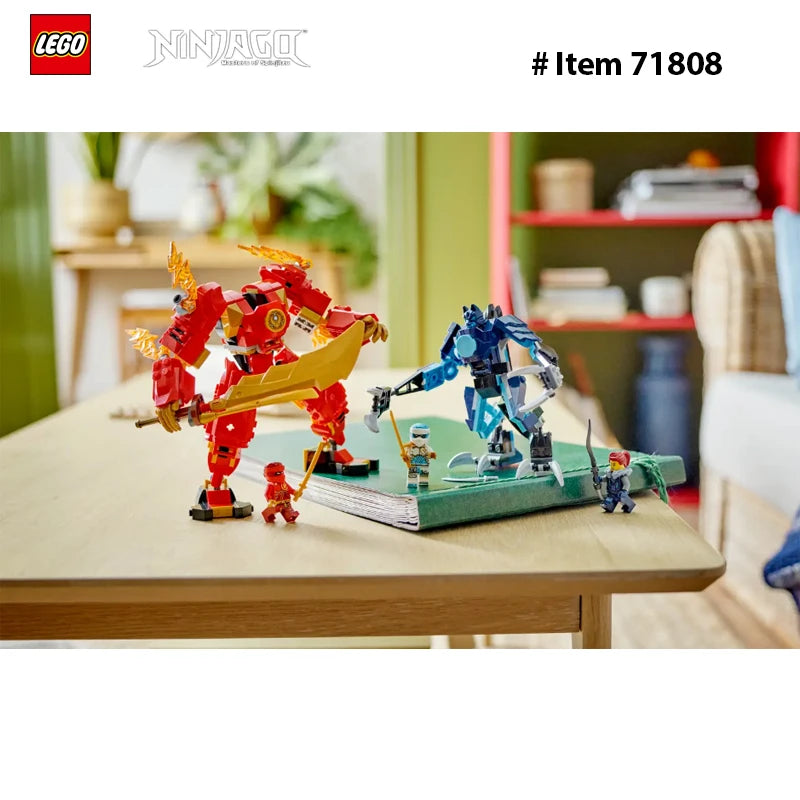 LEGO 71808 Kai’s Elemental Fire Mech, Mini Ninja Toy for Kids Red Ninja Figures