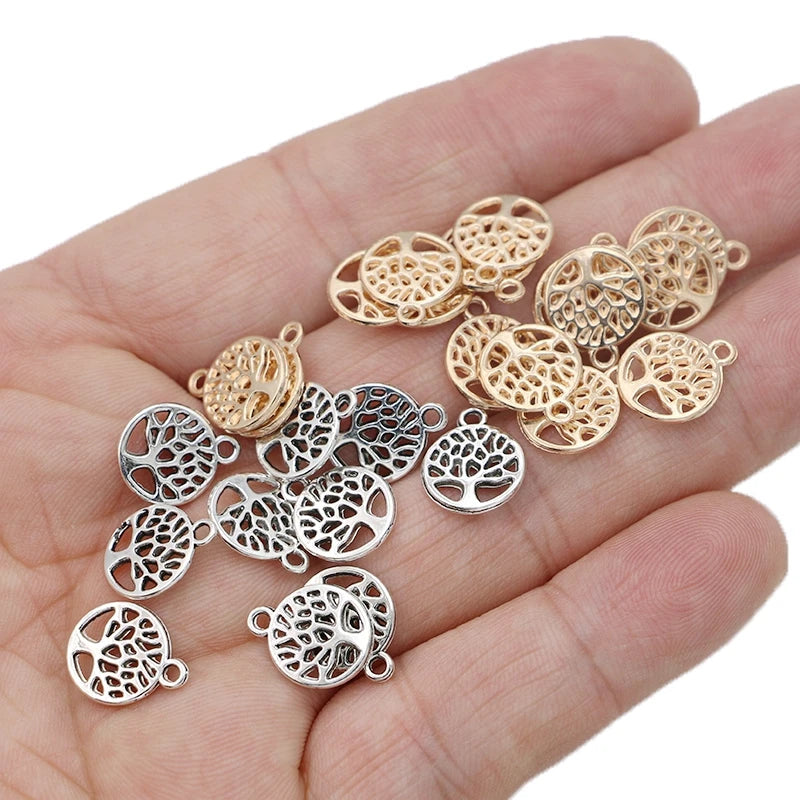 20Pcs Antique Silver Plated Tree of Life Charms Pendants for Jewelry Making Necklace Bracelet DIY Accessories 12x14mm