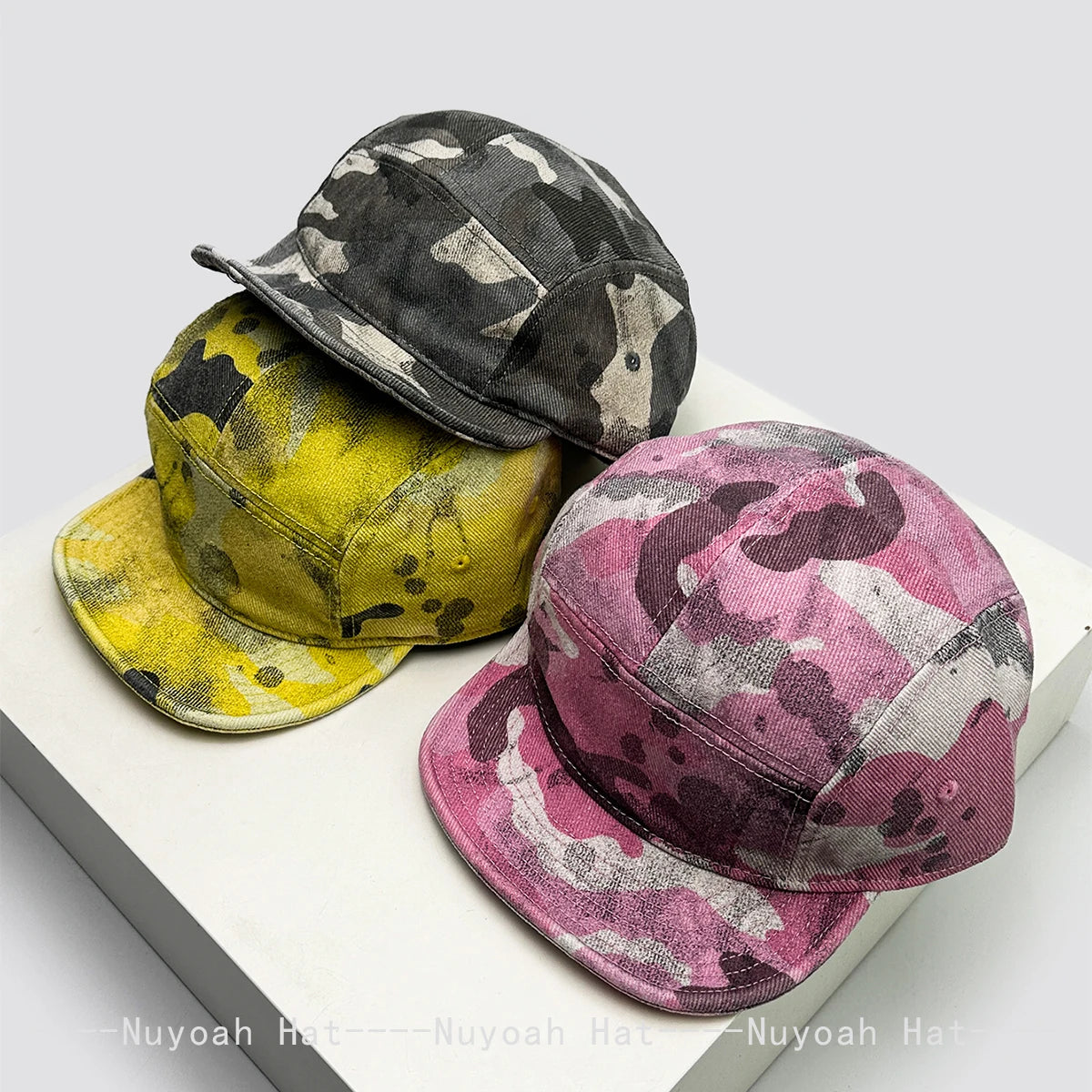 New Men Women American Retro Camouflage Color Baseball Hats Sunshade Street Versatile Peaked Caps Short Eave Fashion Personal