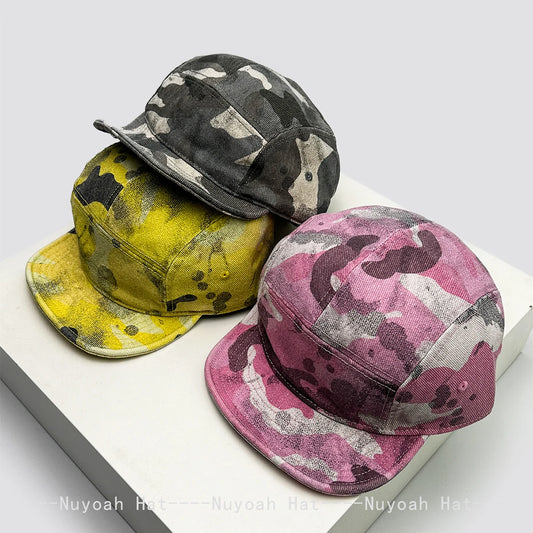 New Men Women American Retro Camouflage Color Baseball Hats Sunshade Street Versatile Peaked Caps Short Eave Fashion Personal
