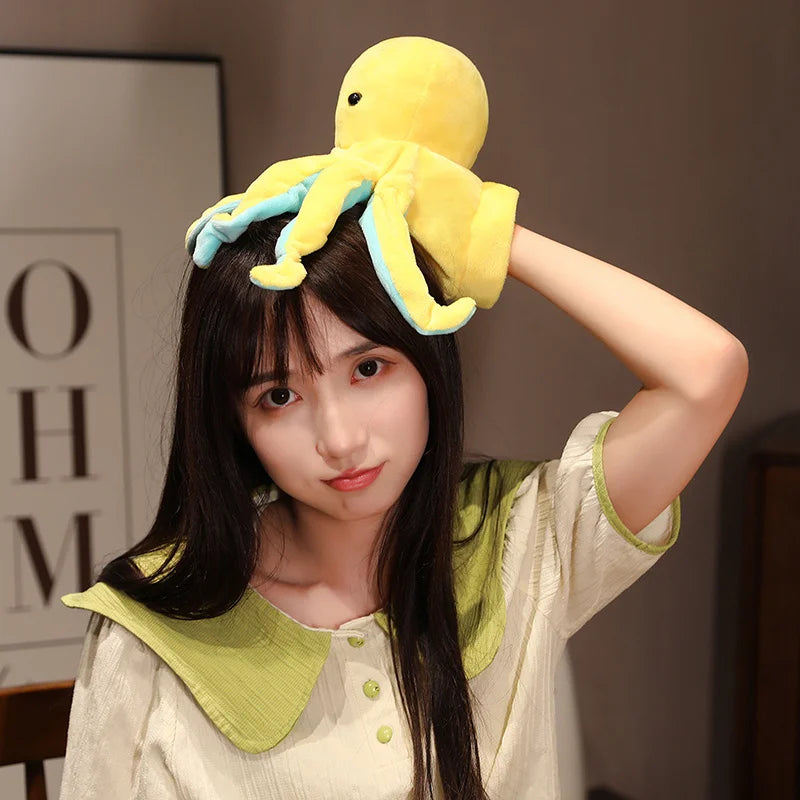 Ocean Series Plush Hand Puppet Cute Animal Chameleon Crocodile Shark Blue Whale Clownfish Octopus Stuffed Soothe Baby Toys Boy